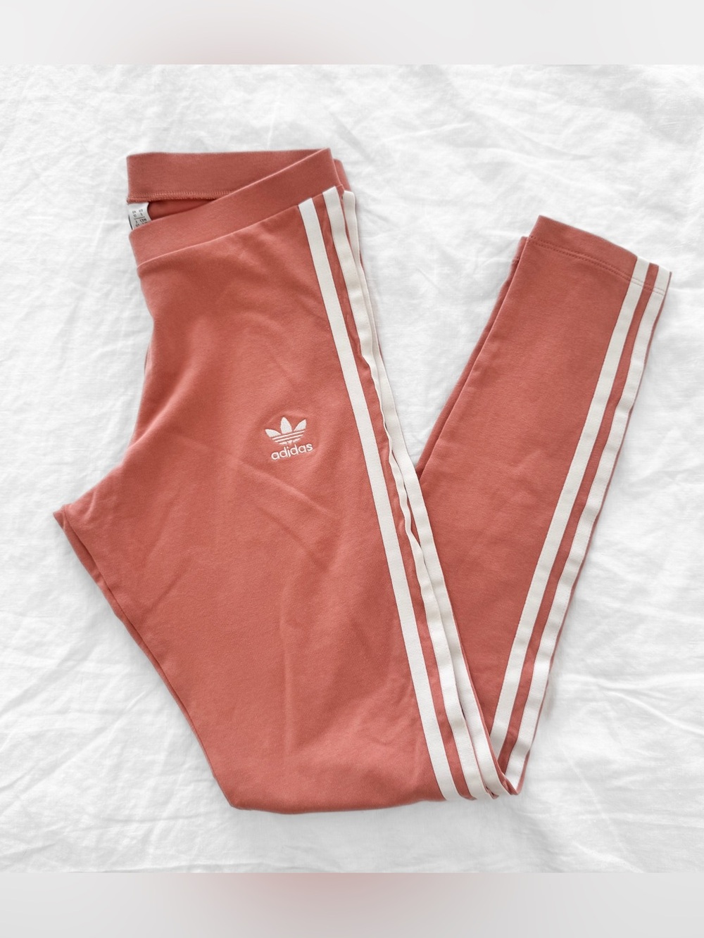 adidas Women’s Dusty Pink Three-Stripe Leggings - Picture 4 of 6